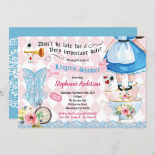 Invitation Wonderland lingerie douche nuptiale bleu rose