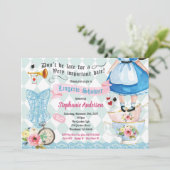 Invitation Wonderland lingerie douche nuptiale turquoise (Debout devant)