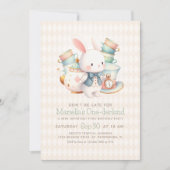 Invitation Wonderland Rabbit Tea Party 1er anniversaire (Devant)