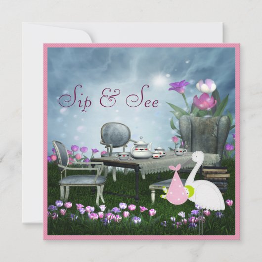 Invitation Wonderland Sip & See Baby shower (Devant)