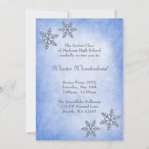 Invitation Wonderland Snowflakes Blue Prom Formé