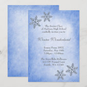Invitation Wonderland Snowflakes Blue Prom Formé (Devant / Derrière)