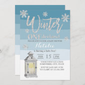 Invitation Wonderland Snowflakes & Lantern Baby shower (Devant / Derrière)