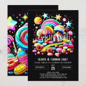 Invitation Wonderland Sweet Celebration Anniversaire (Devant / Derrière)