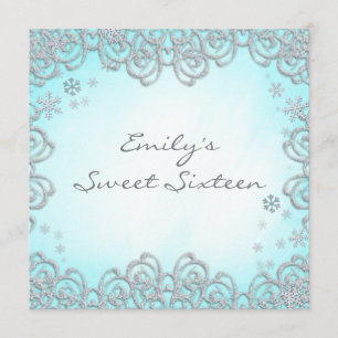 Invitation Wonderland Swirl Snowflakes Sweet 16