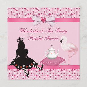 Invitation Wonderland Tea Party Flamants roses roses Fête de