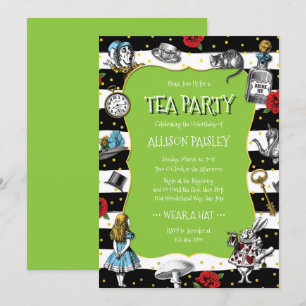 Invitation Wonderland Tea Party Lime Green