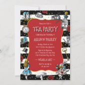 Invitation Wonderland Tea Party Whimsical Rouge (Devant)