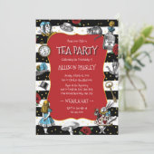 Invitation Wonderland Tea Party Whimsical Rouge (Debout devant)