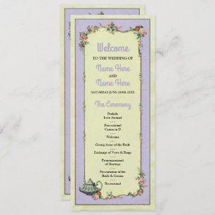 Invitation Wonderland Teapot Floral Wedding Détails du progra