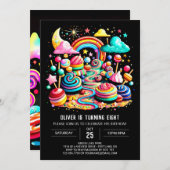 Invitation Wonderland Whimsy Candy Anniversaire (Devant / Derrière)