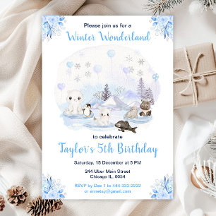 Invitation Wonderland Winter Animaux arctiques Anniversaire