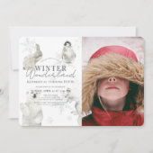 Invitation Wonderland Winter Arctic Animaux Boy Anniversaire (Devant)