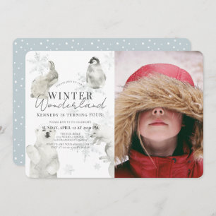 Invitation Wonderland Winter Arctic Animaux Boy Anniversaire