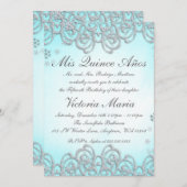 Invitation Wonderland Winter Swirl Snowflakes Quinceanera (Devant / Derrière)