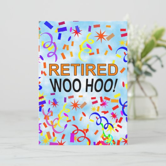 Invitation Woo Hoo Confetti Parti Ciel Bleu (Debout devant)