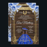Invitation Wood Charro - Roses de la Marine Princess Mis Quin<br><div class="desc">Wood Charro - Roses de la Marine Princess Mis Quince InvitationMis Quince Anos,  15e anniversaire</div>