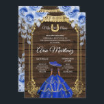 Invitation Wood Charro - Roses de la Marine Princess Mis Quin<br><div class="desc">Wood Charro - Roses de la Marine Princess Mis Quince Invitation Mis Quince Anos,  15e anniversaire</div>