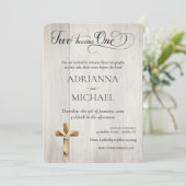 Invitation Wood Christian Two Become One (Debout devant)