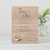 Invitation Wood Christian Two Become One Wedding (Debout devant)