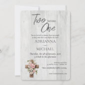 Invitation Wood Christian Two Become One Wedding (Devant)