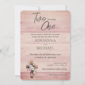 Invitation Wood Christian Two Become One Wedding (Devant)