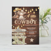 Invitation Wood Cowboy Boots & Cactus Baby Shower (Debout devant)