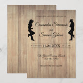Invitation Wood Cowboy, Cowgirl Rustic Wedding Day (Devant / Derrière)