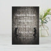Invitation Wood Cowboy, Cowgirl Rustic Wedding Day (Debout devant)
