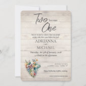 Invitation Wood Cross Floral Christian Two Become One (Devant)