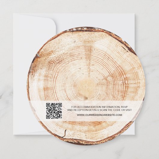 Invitation Wood Cut Grain QR Code Détails Russe Mariage (Dos)