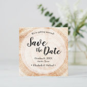Invitation Wood Grain Mariage rustique Enregistrer la photo d (Debout devant)