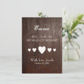 Invitation Wooden Will You Be My MAID OF HONOR (Debout devant)