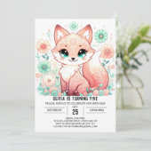 Invitation Woodland Adorable Fox Digital Anniversaire (Debout devant)