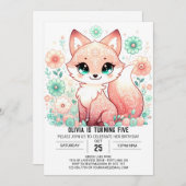 Invitation Woodland Adorable Fox Digital Anniversaire (Devant / Derrière)