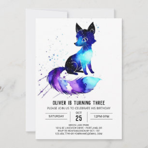 Invitation Woodland Adorable Fox Digital Boy Anniversaire