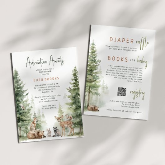 Invitation Woodland Adventure Attend | Tout en un Baby shower