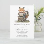 Invitation Woodland Adventure Baby Shower (Debout devant)