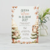 Invitation Woodland Animal Owl Baby Shower (Debout devant)