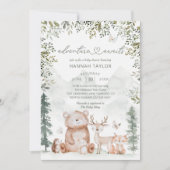 Invitation Woodland Animals Adventure Await Baby shower (Devant)