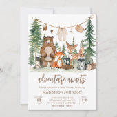 Invitation Woodland Animals Adventure Await Baby shower (Devant)