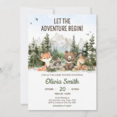 Invitation Woodland Animals Adventure Baby Shower (Devant)