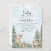 Invitation Woodland Animals Adventure Baby Shower (Devant)