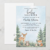Invitation Woodland Animals Adventure Baby Shower (Devant / Derrière)