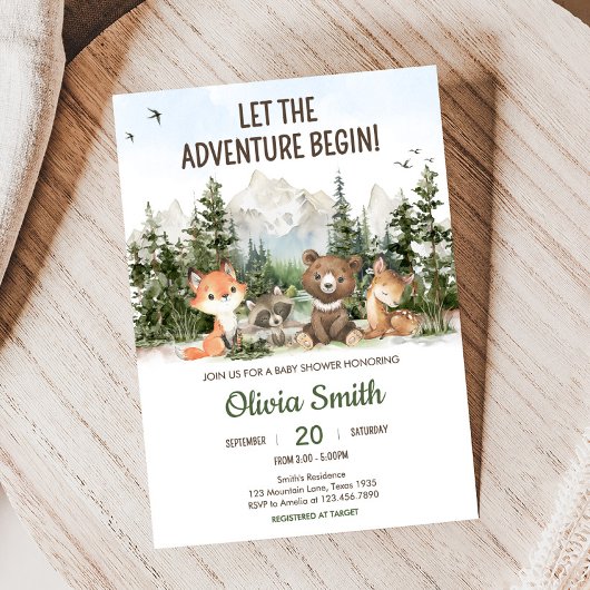 Invitation Woodland Animals Adventure Baby Shower