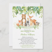 Invitation Woodland Animals Baby shower virtuel Mail Greenery (Devant)