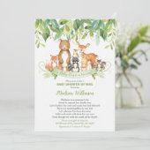 Invitation Woodland Animals Baby shower virtuel Mail Greenery (Debout devant)