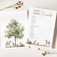 Woodland Animals Baby Word Scramble Game Card