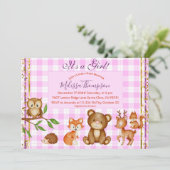 Invitation Woodland Animals Forest Friends C'est une fille Pl (Debout devant)