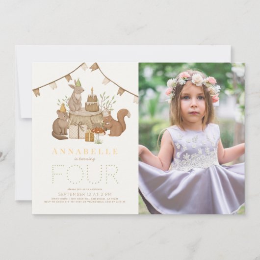 Invitation Woodland Animals Forest Party Anniversaire de enfa (Devant)